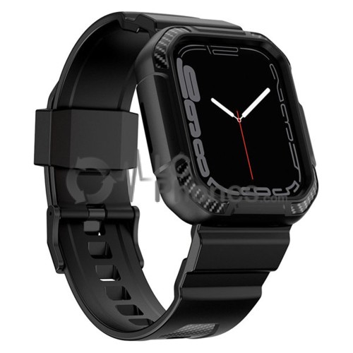 Apple Watch 2 / 3 / 4 / 5 / 6 / 7 / 8 / SE Series (38mm / 40mm / 41mm) - Kingxbar CYF106 2in1 Armored Case with Strap Black