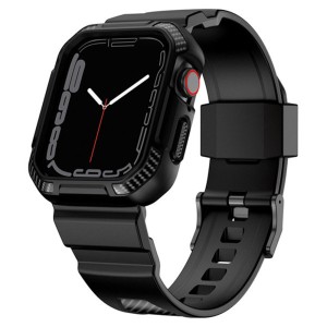 Apple Watch 2 / 3 / 4 / 5 / 6 / 7 / 8 / SE Series (38mm / 40mm / 41mm) - Kingxbar CYF106 2in1 Armored Case with Strap Black