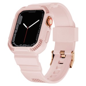 Apple Watch 2 / 3 / 4 / 5 / 6 / 7 / 8 / SE Series (38mm / 40mm / 41mm) - Kingxbar CYF106 2in1 Armored Case with Strap Pink