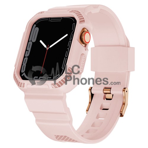 Apple Watch 2 / 3 / 4 / 5 / 6 / 7 / 8 / SE Series (38mm / 40mm / 41mm) - Kingxbar CYF106 2in1 Armored Case with Strap Pink