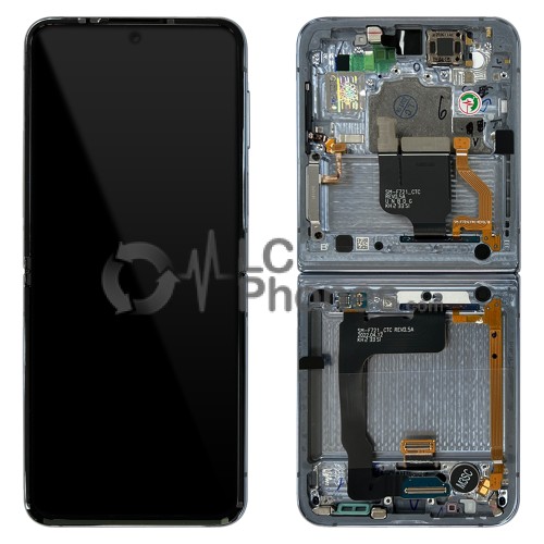 Samsung Galaxy Z Flip4 SM-F721B - Full Front LCD/AMOLED Digitizer with Frame Blue < Service Pack >