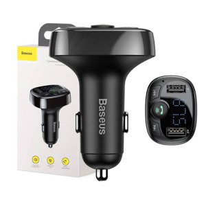 Baseus - FM Transmitter T Typed Bluetooth 2xUSB MicroSD Black (CCMT000001)