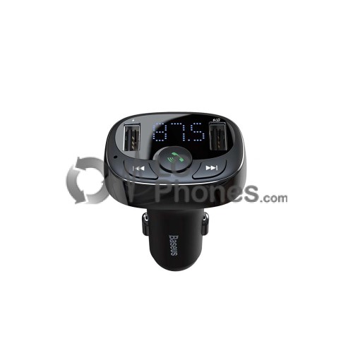 Baseus - FM Transmitter T Typed Bluetooth 2xUSB MicroSD Black (CCMT000001)