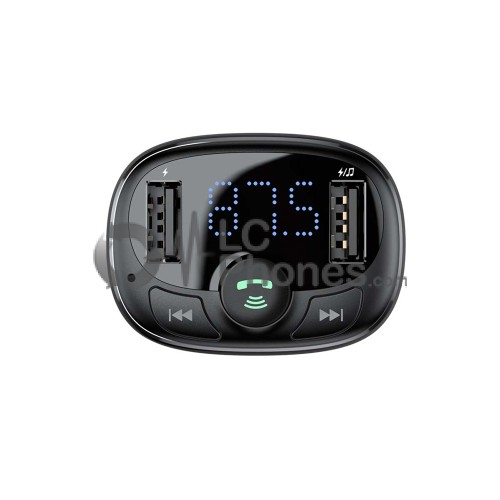 Baseus - FM Transmitter T Typed Bluetooth 2xUSB MicroSD Black (CCMT000001)