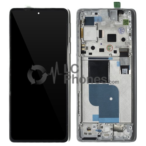 Motorola Edge 30 Pro XT2201-1 - Full Front LCD Digitizer with Frame Stardust White < Service Pack >