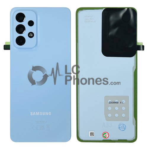 Samsung Galaxy A33 5G A336 - Battery Cover with Adhesive and Camera Lens Blue < Service Pack >