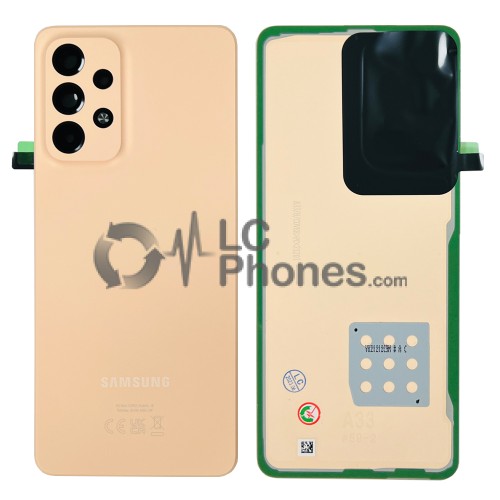 Samsung Galaxy A33 5G A336 - Battery Cover with Adhesive and Camera Lens Peach < Service Pack >