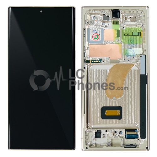 Samsung Galaxy S23 Ultra 5G S918 - Full Front LCD Digitizer with Frame Cream < Service Pack >