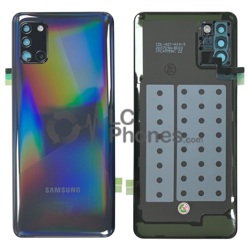 Samsung Galaxy A31 A315 - Battery Cover with Camera Lens and Adhesive Prism Crush Black < Service Pack >