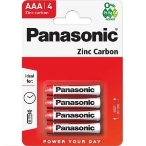 Panasonic - Zink Carbon R03 1.5V AAA Batteries 4 Pack