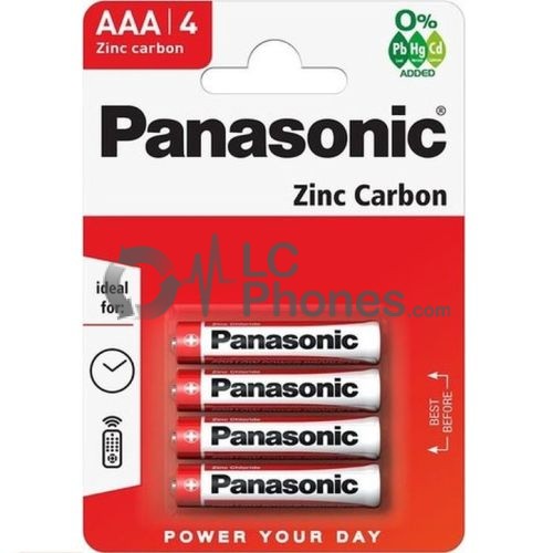 Panasonic - Zink Carbon R03 1.5V AAA Batteries 4 Pack