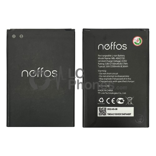 TP-Link Neffos C5 Plus TP7031A - Battery NBL-40A2150 2200mAh 8.36Wh