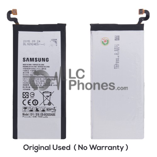 Samsung Galaxy S6 G920 - Original Used Battery EB-BG920ABE 2550mAh 9.28Wh ( No Warranty )