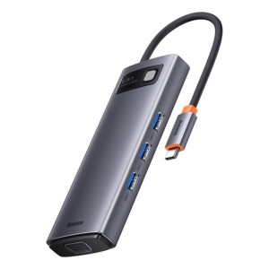 Baseus - Hub 6in1 Baseus Metal Gleam Series, USB-C to 3x USB 3.2 + 1x HDMI + USB-C + 1x Power Delivery + 1x VGA PD