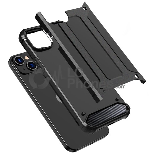 iPhone 15 Plus - Hybrid Armor Tough Rugged Cover Case Black