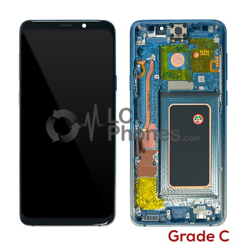 Samsung Galaxy S9 Plus G965F - Full Front LCD Digitizer With Frame Blue (Original Used) Grade C