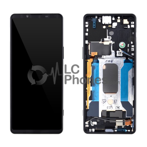 Sony Xperia 5 III XQ-BQ52, XQ-BQ72, XQ-BQ42, XQ-BQ62 - Full Front LCD Digitizer with Frame Black < Service Pack >