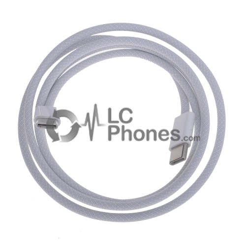 iPhone 15 / 15 Plus / 15 Pro / 15 Pro Max - OEM Woven Type-C Charging Cable White 1m