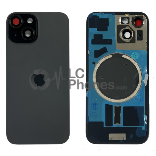 iPhone 15 - Battery Cover with Camera Lens & Plate Black