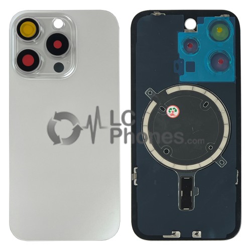 iPhone 15 Pro - Battery Cover with Camera Lens & Plate White Titanium