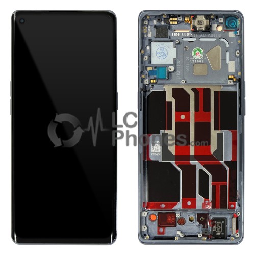 OPPO Reno6 Pro 5G CPH2247 - Full Front LCD Digitizer with Frame Lunar Grey < Service Pack >