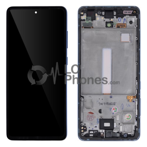 Samsung Galaxy A52 A525 / A52 5G A526 - Full Front LCD Digitizer With Frame Awesome Blue (Original Remaded)