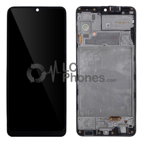 Samsung Galaxy A22 A225 - Full Front LCD Digitizer With Frame Black ( Original Remaded )