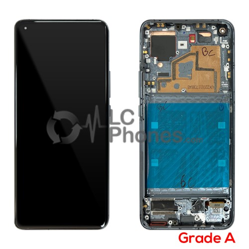 Xiaomi Mi 11 - Full Front LCD Digitizer With Frame Midnight Grey (Original Used) Grade A