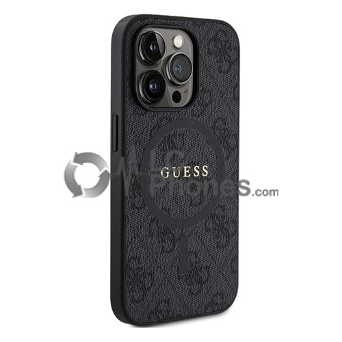 iPhone 15 Pro Max - Guess 4G Collection Metal Logo MagSafe Compatible Case Black