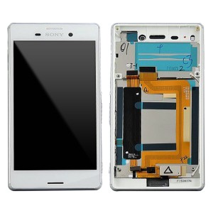 Sony Xperia M4 Aqua E2303, E2306, E2353 - Full Front LCD Digitizer With Frame White