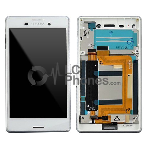 Sony Xperia M4 Aqua E2303, E2306, E2353 - Full Front LCD Digitizer With Frame White