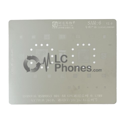 Amaoe - IC Repair BGA Rework Reballing Stencil Template for Samsung Galaxy J3 J300, J310, J320 / J5 J500, J510, J520 SAM:6