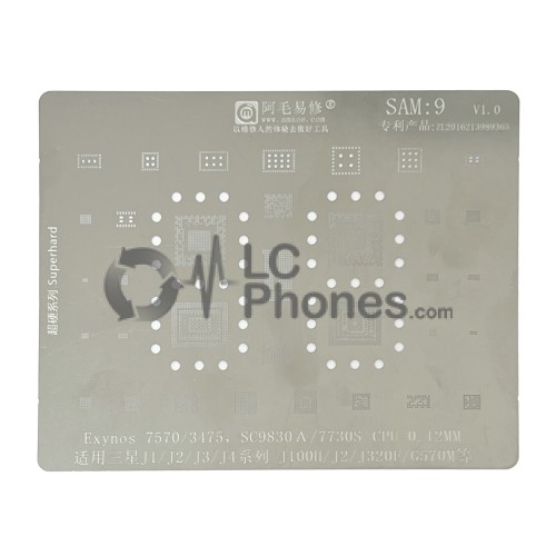 Amaoe - IC Repair BGA Rework Reballing Stencil Template for Samsung Galaxy J1/ J2 / J3 / J4 SAM: 9