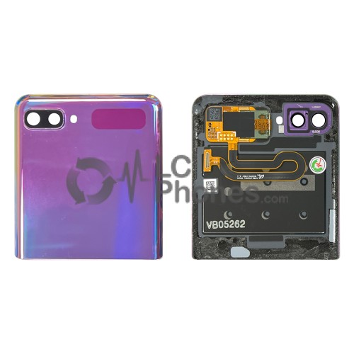 Samsung Galaxy Z Flip F700 - Battery Cover Top & Rear LCD Mirror Purple Original Used