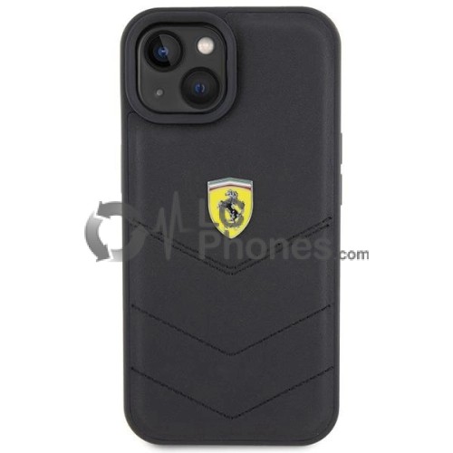 iPhone 15 - Ferrari Quilted Metal Logo Case Black