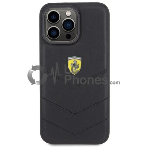 iPhone 15 Pro Max - Ferrari Quilted Metal Logo Case Black