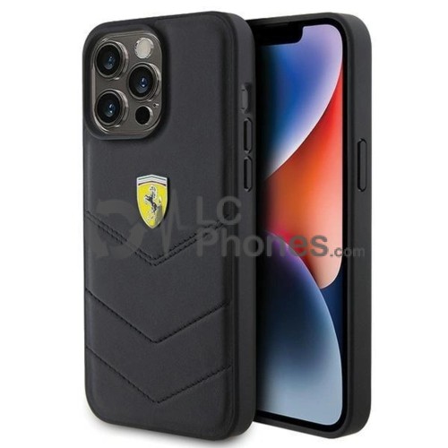 iPhone 15 Pro Max - Ferrari Quilted Metal Logo Case Black