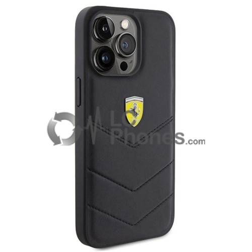 iPhone 15 Pro Max - Ferrari Quilted Metal Logo Case Black