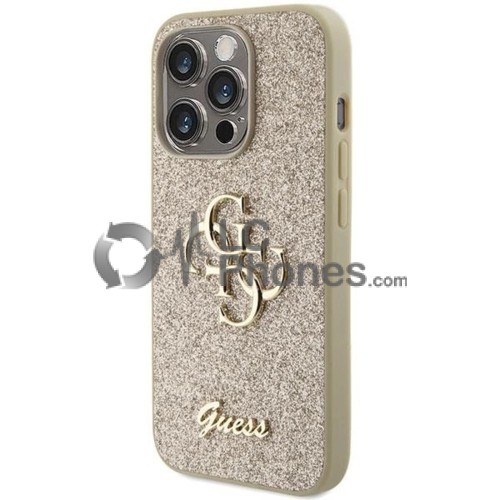 iPhone 15 Pro - Guess Glitter Script Big 4G Case Gold