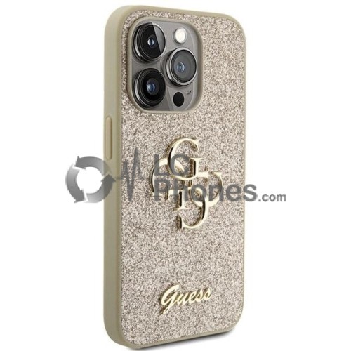 iPhone 15 Pro - Guess Glitter Script Big 4G Case Gold