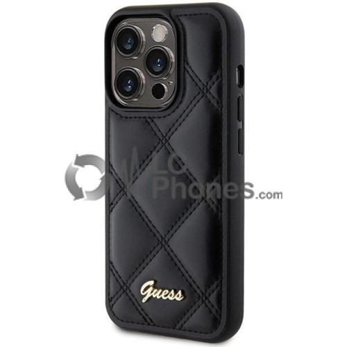 iPhone 15 Pro - Guess Quilted Metal Logo Case Black