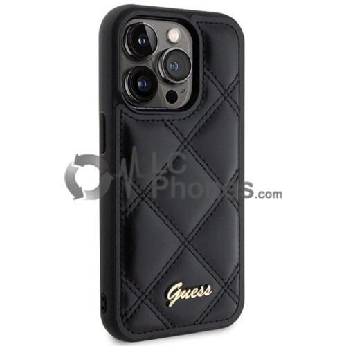 iPhone 15 Pro - Guess Quilted Metal Logo Case Black