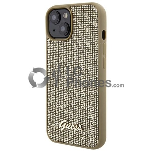 iPhone 15 - Guess Disco Metal Script Case Gold