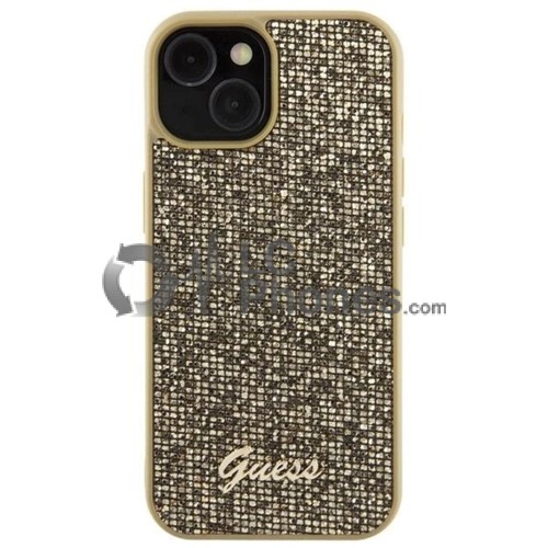 iPhone 15 - Guess Disco Metal Script Case Gold