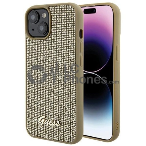 iPhone 15 - Guess Disco Metal Script Case Gold