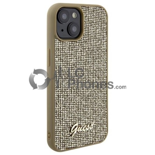 iPhone 15 - Guess Disco Metal Script Case Gold