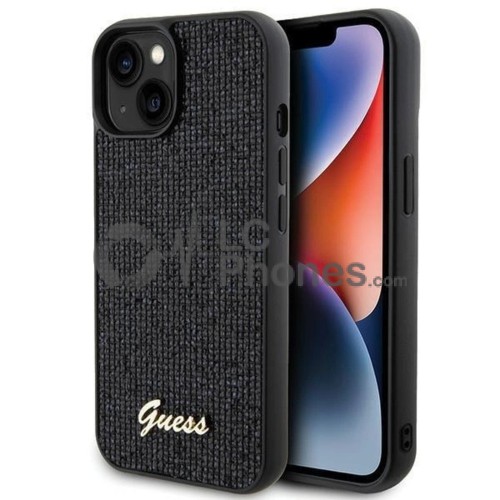 iPhone 15 - Guess Disco Metal Script Case Black