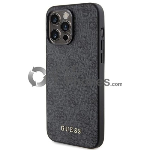 iPhone 15 Pro Max - Guess 4G Metal Gold Logo Case Grey