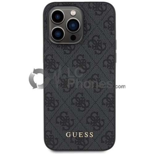 iPhone 15 Pro Max - Guess 4G Metal Gold Logo Case Grey