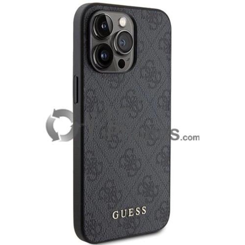 iPhone 15 Pro Max - Guess 4G Metal Gold Logo Case Grey